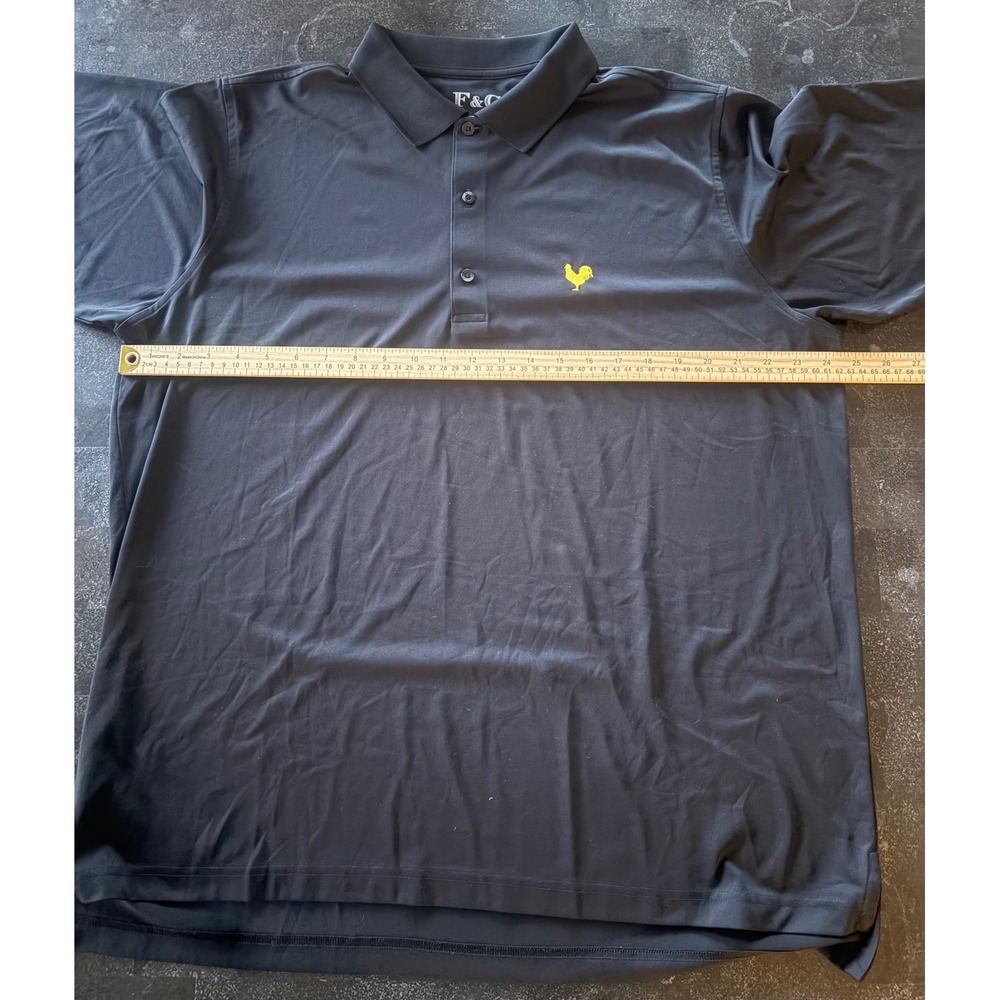 F&G Men XL Black Wicking Polyester Polo Shirt Rooster Logo Short Sleeve Golf Tee - Picture 8 of 9